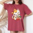 Kawaii Cute Cat Ramen Noodles Anime Girls N Japanese Food Women's Oversized Comfort T-Shirt Crimson
