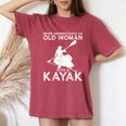 Kayaking Never Underestimate An Old Woman With A Kayak Women's Oversized Comfort T-Shirt Crimson