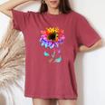 Be Kind Autism Awareness Women Girls Sunflower Puzzle Women's Oversized Comfort T-shirt Crimson
