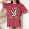 Be Kind Elephant Puzzle Inspirational Autism Awareness Women's Oversized Comfort T-shirt Crimson