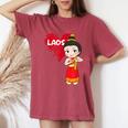 Laos Lao Laotian Proud Flag Traditional Dress Lao Sinh Girl Women's Oversized Comfort T-Shirt Crimson