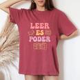 Leer Es Poder Groovy Spanish Teacher Bilingual Maestra Women's Oversized Comfort T-Shirt Crimson