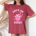 Let's Go Girls Western Cowgirl Groovy Bachelorette Party Women's Oversized Comfort T-Shirt Crimson
