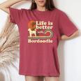 Life Better Bordoodle Vintage Dog Mom Dad Women's Oversized Comfort T-Shirt Crimson