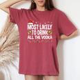 Most Likely To Drink All The Vodka Ugly Xmas Sweater Women's Oversized Comfort T-Shirt Crimson