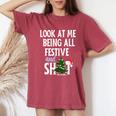 Look At Me Being All Festive And Shits Sarcastic Xmas Women's Oversized Comfort T-Shirt Crimson