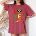 Love Jamaican Flag Blouse For Independence Carnival Festival Women's Oversized Comfort T-shirt Crimson