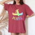 Maine Moose Canoe Rainbow Vacation T Women's Oversized Comfort T-Shirt Crimson