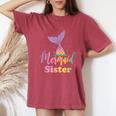Mermaid Sister Birthday Girl Princess Party Matching Women's Oversized Comfort T-Shirt Crimson