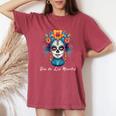 Mexican Sugar Skull Girl Halloween Dia De Los Muertos Women's Oversized Comfort T-Shirt Crimson
