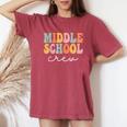 Middle School Crew Retro Groovy Vintage First Day Of School Women's Oversized Comfort T-shirt Crimson
