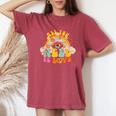 You Need Is Love Rainbow International Day Of Peace 60S 70S Women's Oversized Comfort T-Shirt Crimson