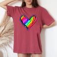 Neon Rainbow Heart Love Pride Lgbqt Rally Women's Oversized Comfort T-Shirt Crimson