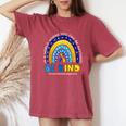 In October We Wear Blue And Yellow Down Syndrome Awareness Women's Oversized Comfort T-shirt Crimson