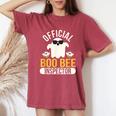 Official Boo Bee Inspector Halloween Humor Ghost Women's Oversized Comfort T-Shirt Crimson