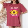 Pug Dog Mom Owner Sunflower Lover Cute Christmas Women's Oversized Comfort T-shirt Crimson
