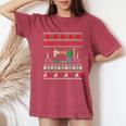 Quilting Ugly Christmas Sweater Happy Holidays Women's Oversized Comfort T-Shirt Crimson