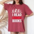 I Read Banned Books Banned Books Week Librarian Bibliofile Women's Oversized Comfort T-shirt Crimson