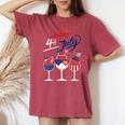Red White Blue Wine Glass Usa Flag Happy 4Th Of July Women's Oversized Comfort T-shirt Crimson