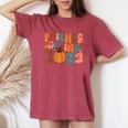 Retro Groovy Friends Giving 2023 Thanksgiving Friendsgiving Women's Oversized Comfort T-Shirt Crimson