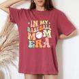 Retro Groovy Mom Baseball Cute In My Baseball Mom Era Women's Oversized Comfort T-Shirt Crimson