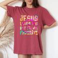 Retro Jesus Loves You But I'm His Favorite Tie Dye Christian Women's Oversized Comfort T-Shirt Crimson