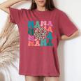 Retro Leopard Mama Groovy Face Trendy New Mom Women's Oversized Comfort T-shirt Crimson
