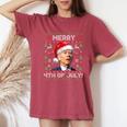 Santa Joe Biden Merry 4Th Of July Ugly Christmas Sweater Women's Oversized Comfort T-Shirt Crimson