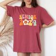 Senior 2024 Hippie Peace Love Seniors Back To School Women Oversized Print Comfort T-shirt Crimson