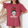 Skull Leopard Baseball Mom Sport Mom Women's Oversized Comfort T-shirt Crimson