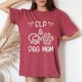 Slp And Dog Mom Daisy Cute Women's Oversized Comfort T-shirt Crimson