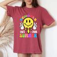 Smile Face Teacher Last Day Of School Schools Out For Summer Women's Oversized Comfort T-shirt Crimson