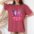 Support Squad Pink Ribbon Butterfly Breast Cancer Awareness Women's Oversized Comfort T-Shirt Crimson
