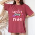 Sweet Sassy And Five Birthday For Girls 5 Year Old Women's Oversized Comfort T-Shirt Crimson