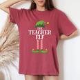 Teacher Elf Matching Family Group Christmas Party Women's Oversized Comfort T-Shirt Crimson