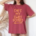 Thanksgiving Shes My Sweet Potato Matching Couple Fall Women's Oversized Comfort T-Shirt Crimson