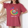 Tie Dye Sunflower Hippie Soul Hippy Peace Sign Daisy Flower Women's Oversized Comfort T-shirt Crimson