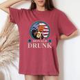 Trump 4Th Of July Donald Drunk Drinking Presidents Women's Oversized Comfort T-Shirt Crimson