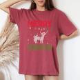 Ugly Holiday Sweater Christmas Highland Cow Graphic Women's Oversized Comfort T-Shirt Crimson