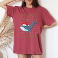 Ugly Xmas Whale Graphic Ugly Sweater Christmas Women's Oversized Comfort T-Shirt Crimson