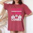 Never Underestimate A Girl With A Camera Girl Photographer Women's Oversized Comfort T-Shirt Crimson