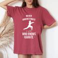 Never Underestimate A Girl Who Knows Karate Martial Arts Women's Oversized Comfort T-Shirt Crimson