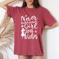 Never Underestimate A Girl With A Violin Cool Quote Women's Oversized Comfort T-Shirt Crimson