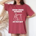 Never Underestimate An Old Guy Retired Old People Wheelchair Women's Oversized Comfort T-Shirt Crimson