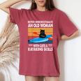 Never Underestimate An Old Woman With Cats And Kayaking Women's Oversized Comfort T-Shirt Crimson