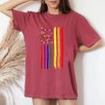 Usa Pride Rainbow Flag Patriotic Pride Love Is Love Women's Oversized Graphic Print Comfort T-shirt Crimson