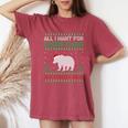 All I Want For Xmas Is A Grizzly Bear Ugly Christmas Sweater Women's Oversized Comfort T-Shirt Crimson