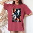 Western Cowboy Cowgirl Patriot Horse Jesus Cross Usa Flag Women's Oversized Comfort T-shirt Crimson