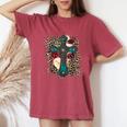 Western Leopard Flowers Cross Christian Cowgirl Women's Oversized Comfort T-shirt Crimson