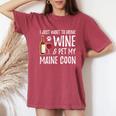 Wine And Maine Coon Cat Mom Or Cat Dad Idea Women's Oversized Comfort T-Shirt Crimson